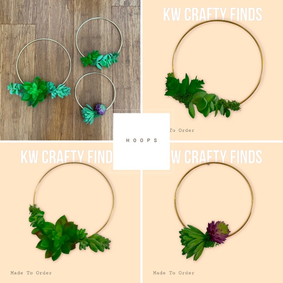 Handmade Succulent Hoop Wreath Set of 3 Custom Made to Order – Indoor Boho Style - Picture 2 of 2